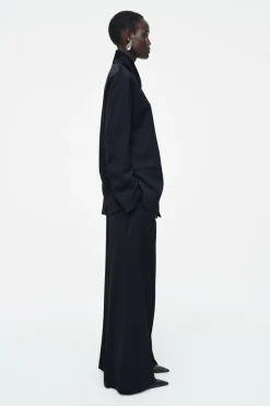 Hot COS STAND-COLLAR SATIN TUXEDO BLAZER NAVY