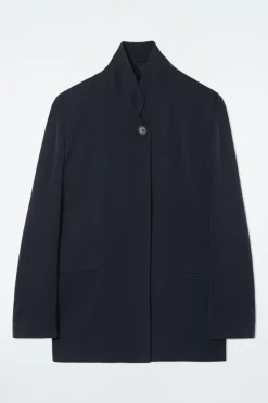 Hot COS STAND-COLLAR SATIN TUXEDO BLAZER NAVY