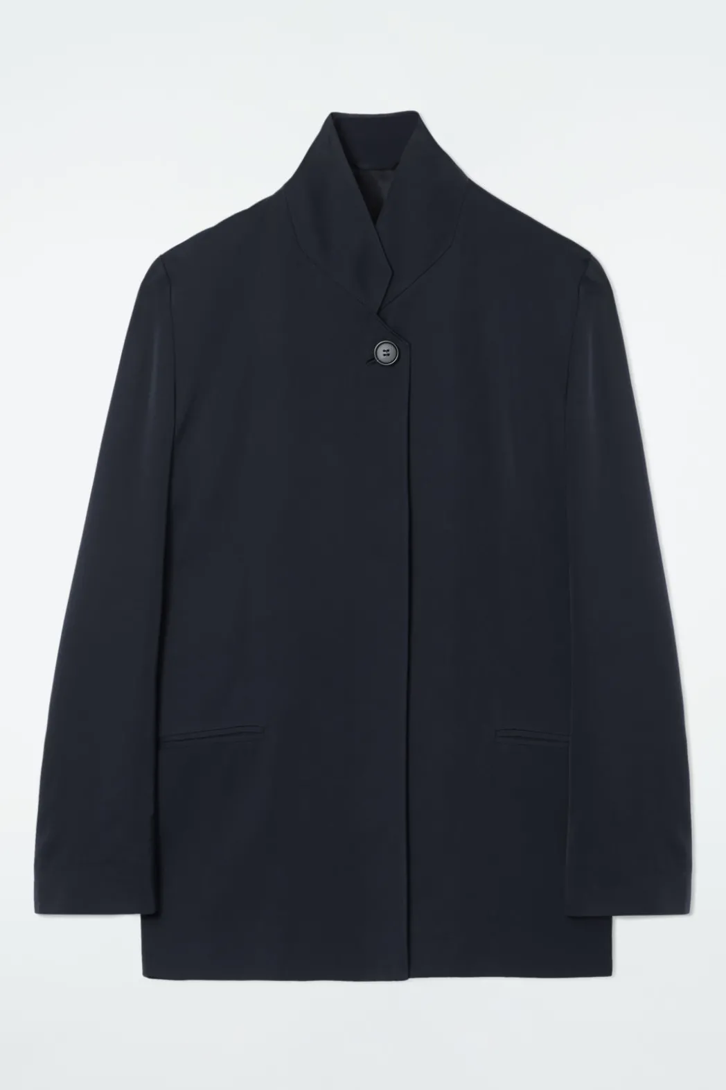 Hot COS STAND-COLLAR SATIN TUXEDO BLAZER NAVY