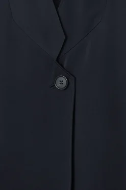 Hot COS STAND-COLLAR SATIN TUXEDO BLAZER NAVY