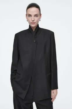 Online COS STAND-COLLAR WOOL BLAZER BLACK