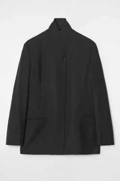 Online COS STAND-COLLAR WOOL BLAZER BLACK