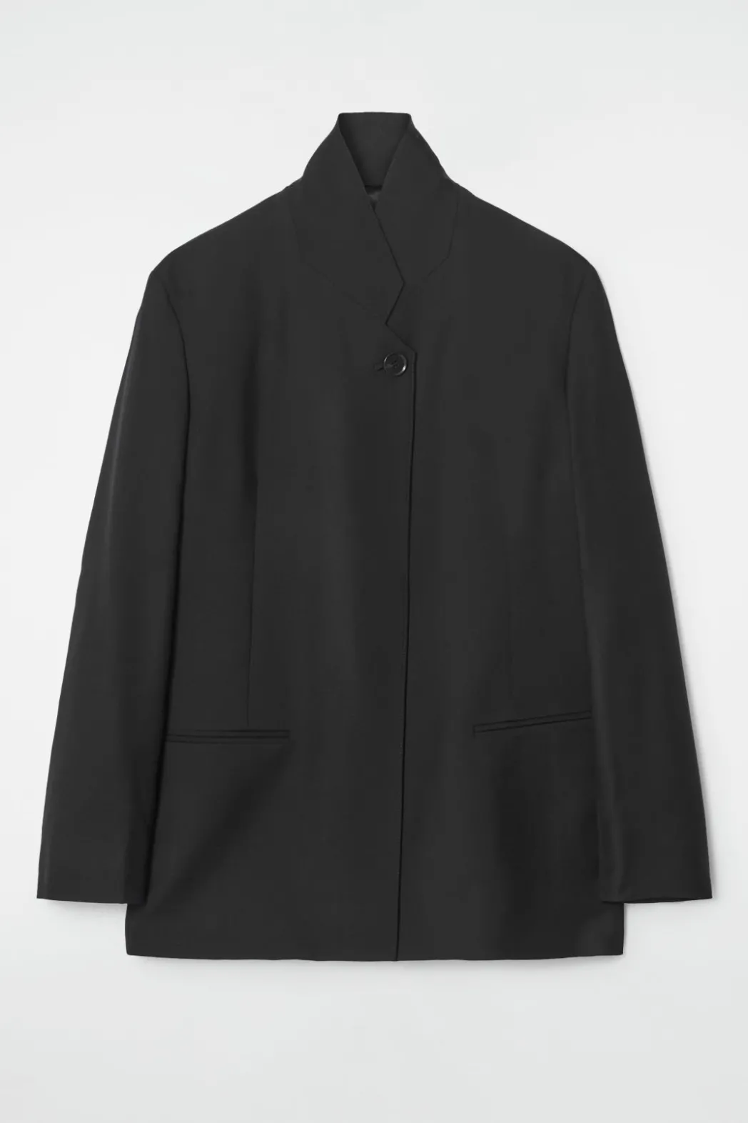 Online COS STAND-COLLAR WOOL BLAZER BLACK