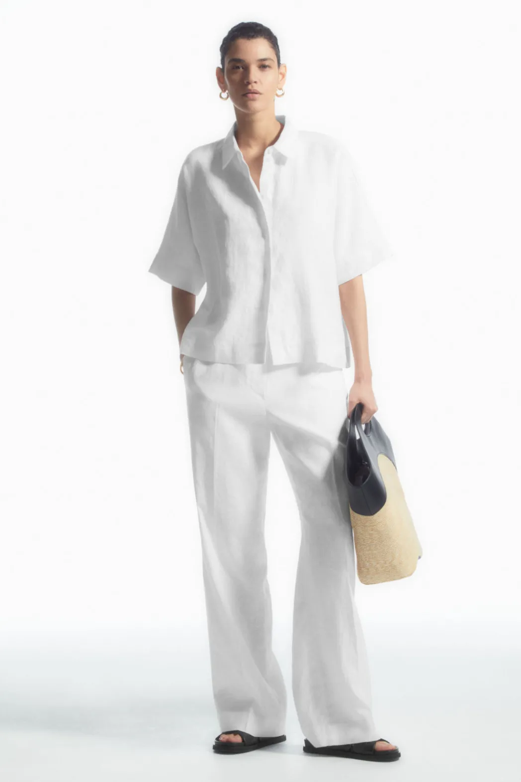 Best COS STRAIGHT-LEG TAILORED LINEN PANTS WHITE