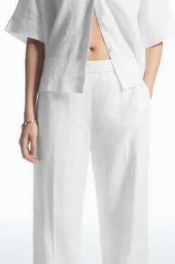 Best COS STRAIGHT-LEG TAILORED LINEN PANTS WHITE