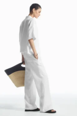 Best COS STRAIGHT-LEG TAILORED LINEN PANTS WHITE