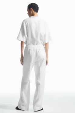Best COS STRAIGHT-LEG TAILORED LINEN PANTS WHITE
