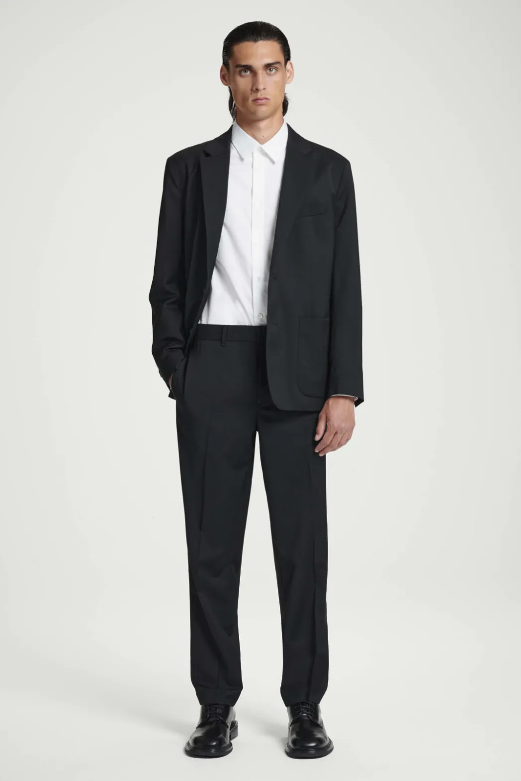 Discount COS STRAIGHT-LEG WOOL PANTS - REGULAR BLACK