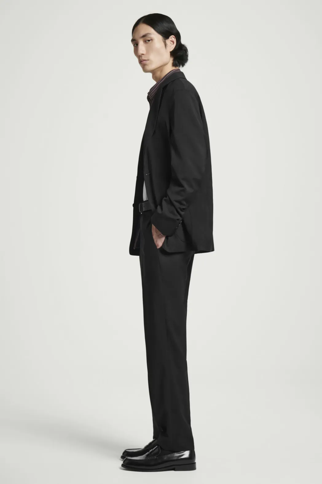 Discount COS STRAIGHT-LEG WOOL PANTS - REGULAR BLACK