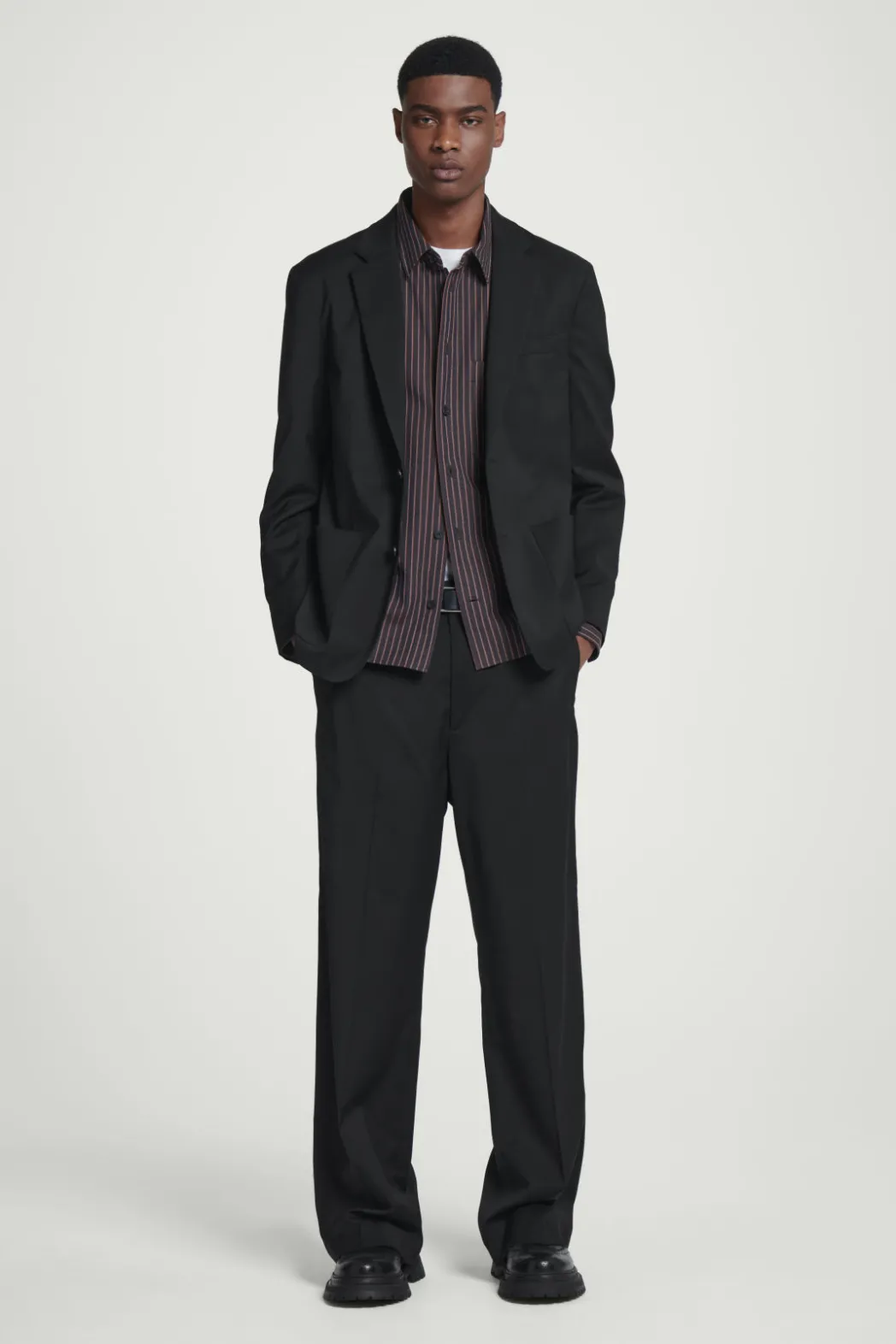 Discount COS STRAIGHT-LEG WOOL PANTS - REGULAR BLACK