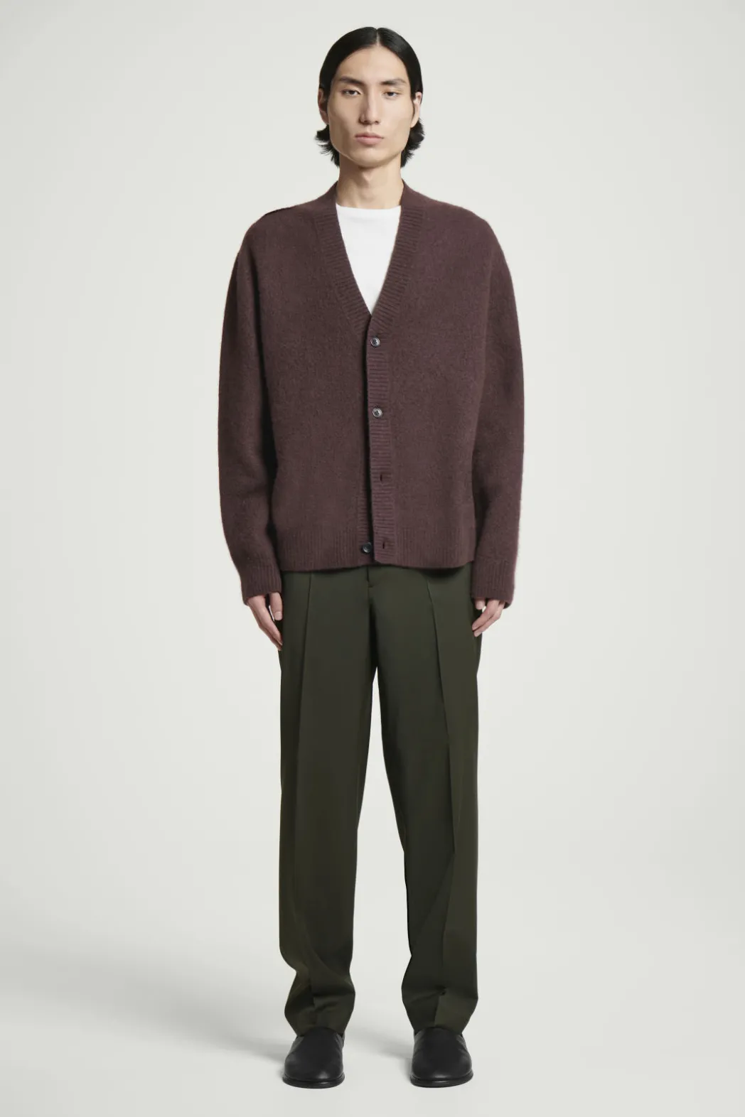 Online COS STRAIGHT-LEG WOOL PANTS - REGULAR DARK KHAKI