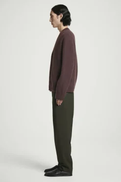 Online COS STRAIGHT-LEG WOOL PANTS - REGULAR DARK KHAKI
