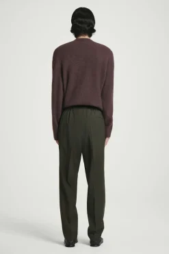 Online COS STRAIGHT-LEG WOOL PANTS - REGULAR DARK KHAKI