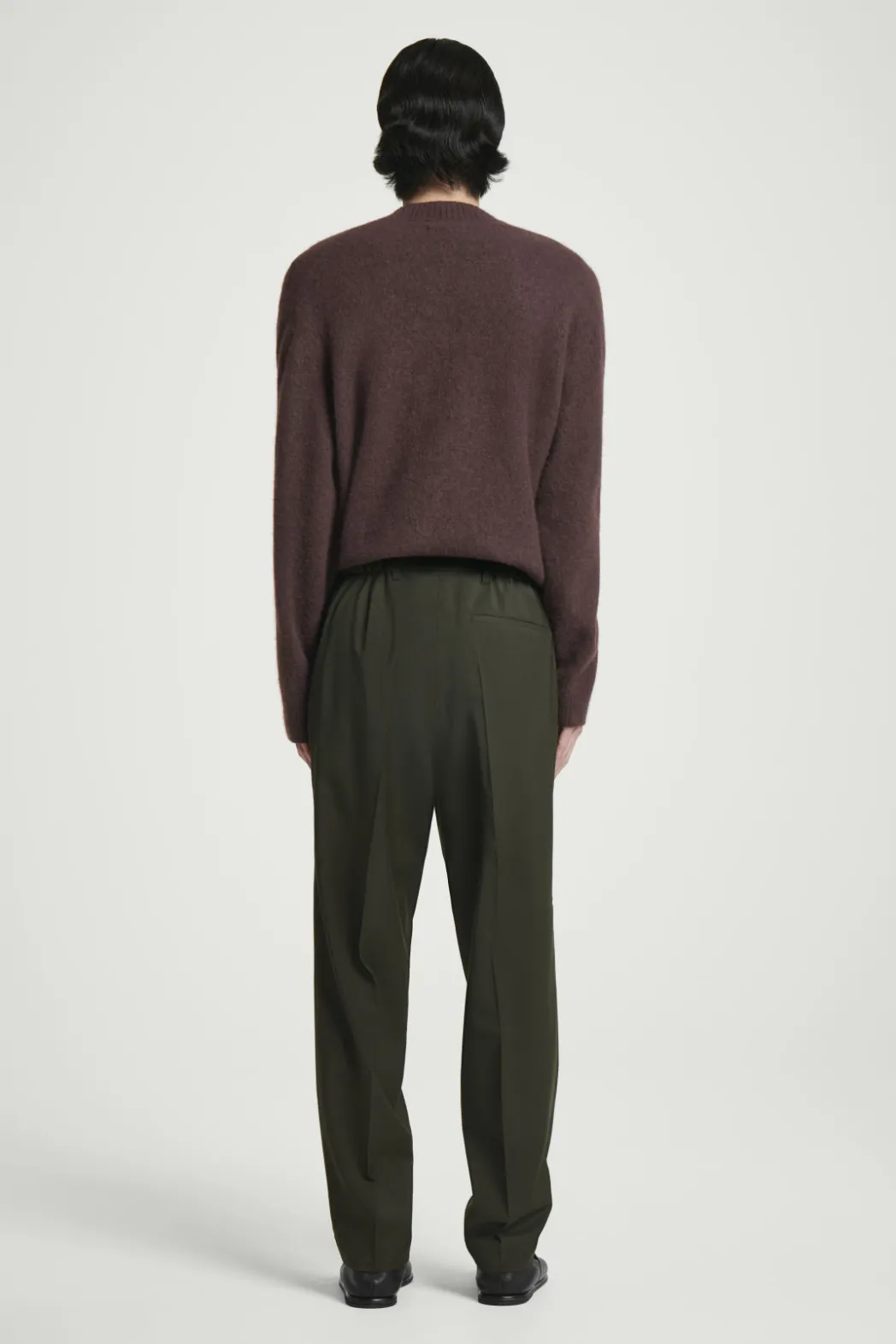 Online COS STRAIGHT-LEG WOOL PANTS - REGULAR DARK KHAKI