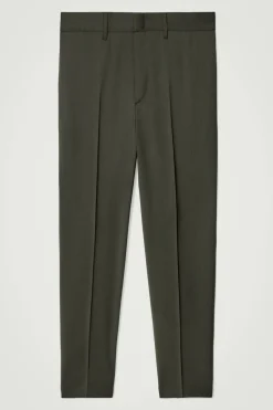 Online COS STRAIGHT-LEG WOOL PANTS - REGULAR DARK KHAKI