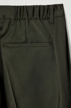 Online COS STRAIGHT-LEG WOOL PANTS - REGULAR DARK KHAKI
