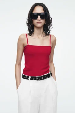 Online COS STRAPPY RIB-KNIT BANDEAU RED