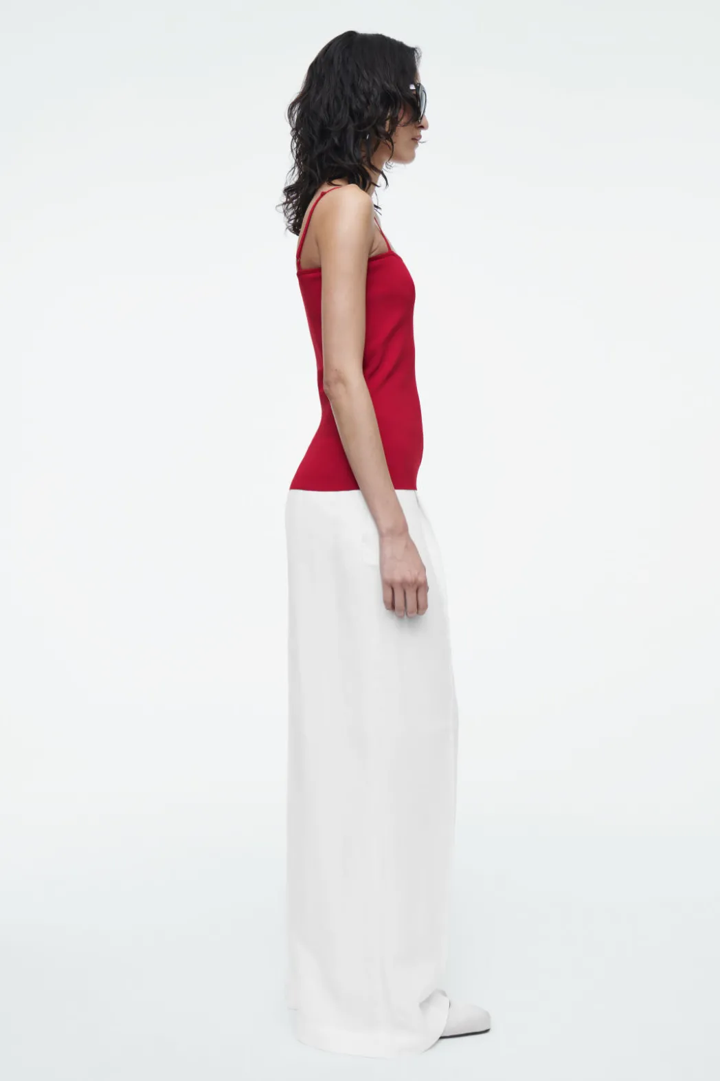 Online COS STRAPPY RIB-KNIT BANDEAU RED
