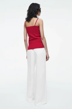 Online COS STRAPPY RIB-KNIT BANDEAU RED