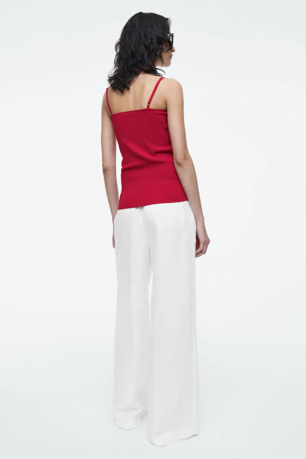 Online COS STRAPPY RIB-KNIT BANDEAU RED