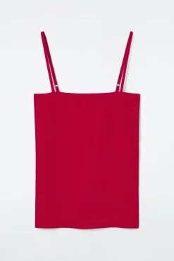 Online COS STRAPPY RIB-KNIT BANDEAU RED