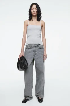 COS STRAPPY RIB-KNIT BANDEAU LIGHT BLUE