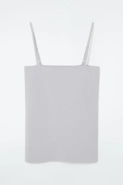 COS STRAPPY RIB-KNIT BANDEAU LIGHT BLUE
