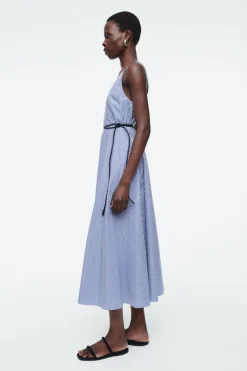 COS STRIPED A-LINE MIDI DRESS BLUE / STRIPED