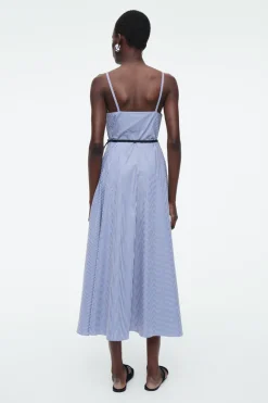 COS STRIPED A-LINE MIDI DRESS BLUE / STRIPED