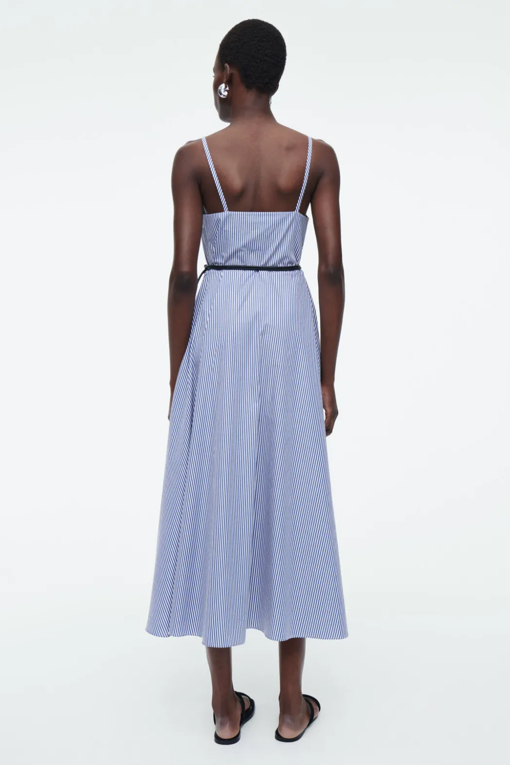 COS STRIPED A-LINE MIDI DRESS BLUE / STRIPED