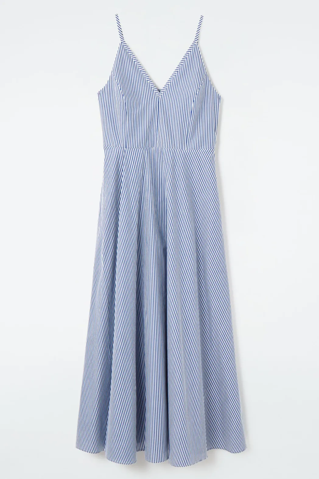 COS STRIPED A-LINE MIDI DRESS BLUE / STRIPED