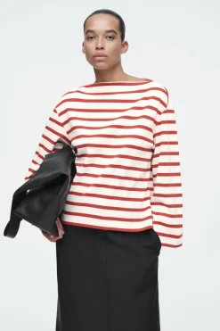 Online COS STRIPED BOAT-NECK TOP RED / STRIPED