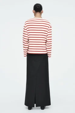 Online COS STRIPED BOAT-NECK TOP RED / STRIPED