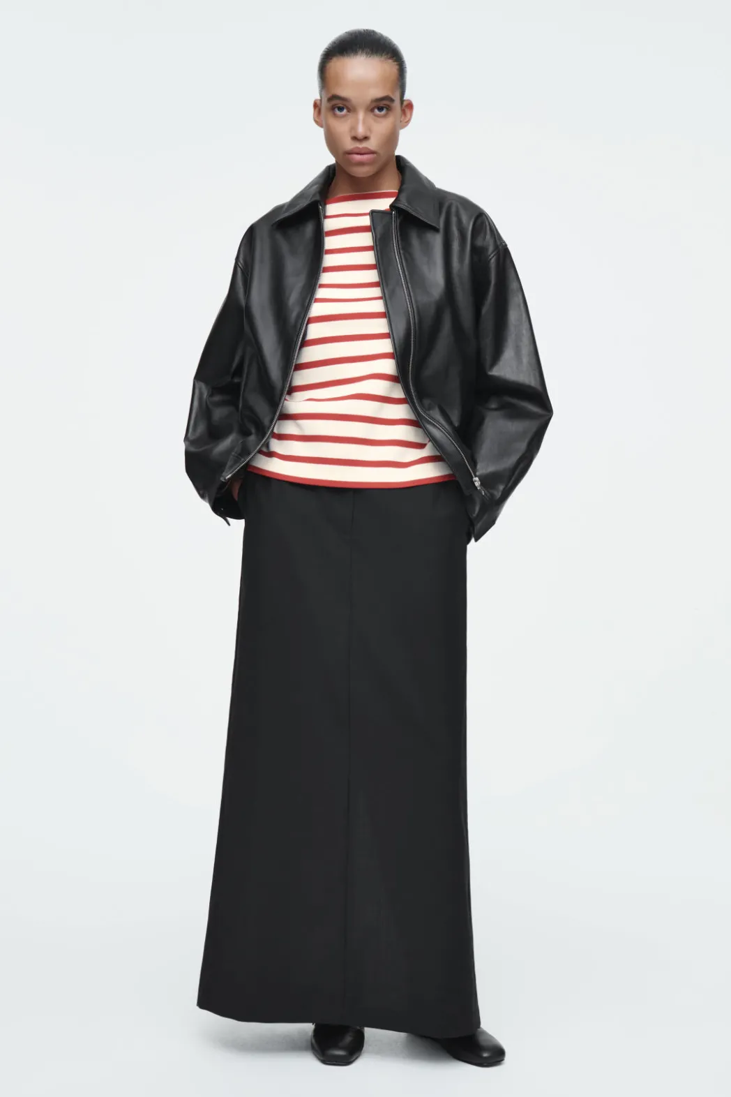 Online COS STRIPED BOAT-NECK TOP RED / STRIPED