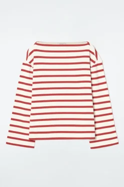 Online COS STRIPED BOAT-NECK TOP RED / STRIPED