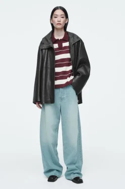 Clearance COS STRIPED JERSEY RUGBY SHIRT BURGUNDY / STRIPED