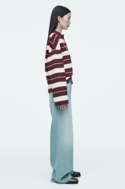 Clearance COS STRIPED JERSEY RUGBY SHIRT BURGUNDY / STRIPED