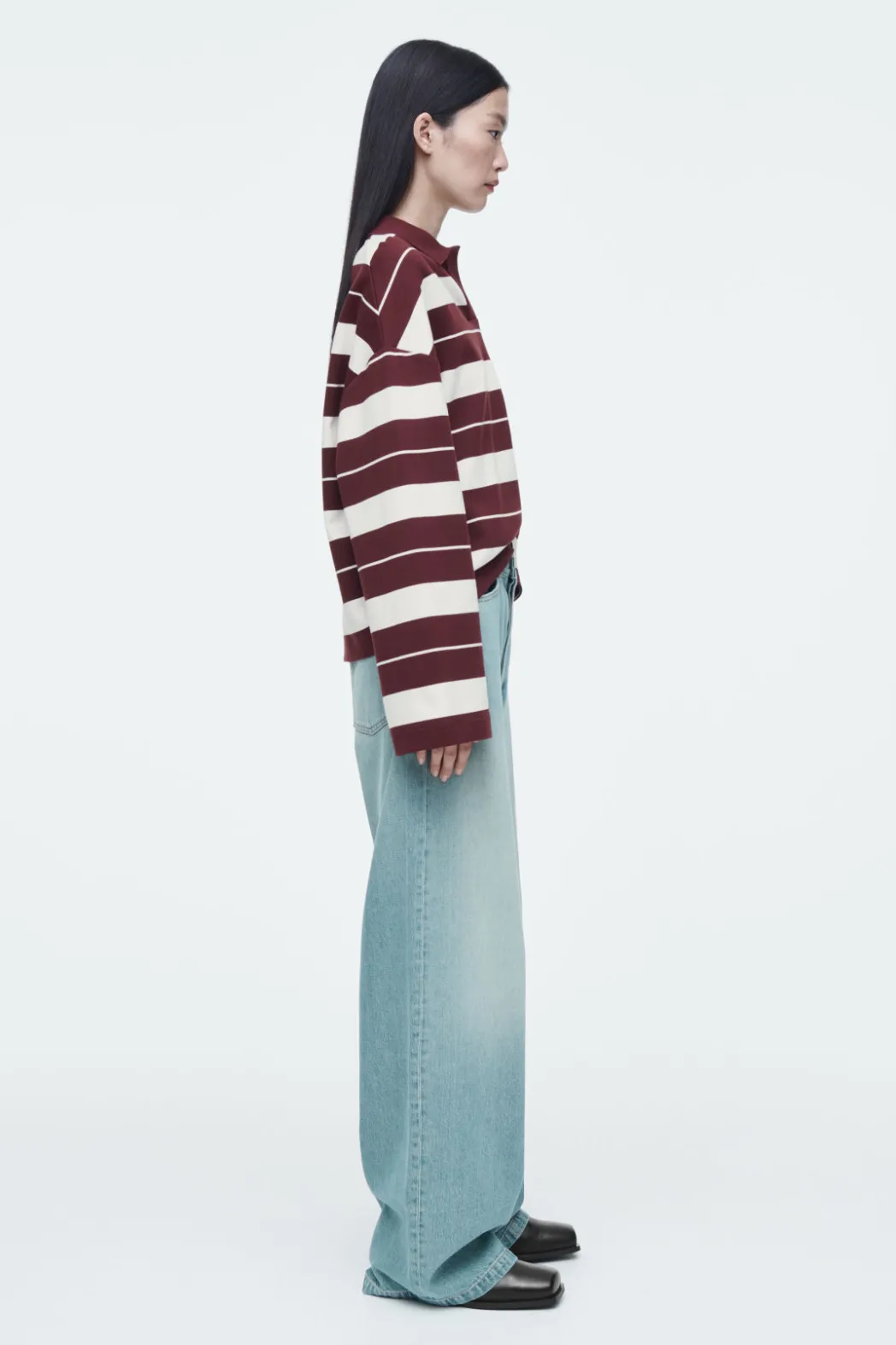 Clearance COS STRIPED JERSEY RUGBY SHIRT BURGUNDY / STRIPED