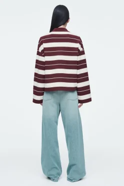 Clearance COS STRIPED JERSEY RUGBY SHIRT BURGUNDY / STRIPED