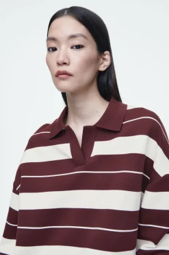 Clearance COS STRIPED JERSEY RUGBY SHIRT BURGUNDY / STRIPED