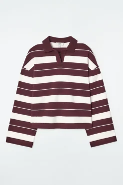 Clearance COS STRIPED JERSEY RUGBY SHIRT BURGUNDY / STRIPED