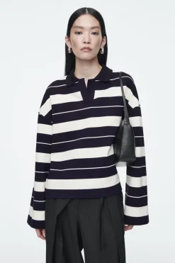 Sale COS STRIPED JERSEY RUGBY SHIRT NAVY / STRIPED