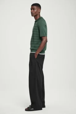 New COS STRIPED KNITTED POLO SHIRT GREEN