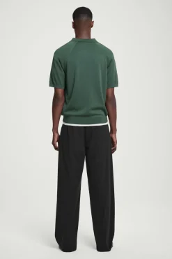 New COS STRIPED KNITTED POLO SHIRT GREEN