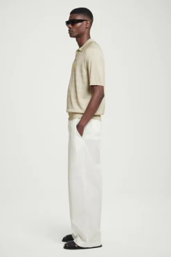 Best COS STRIPED KNITTED POLO SHIRT BEIGE