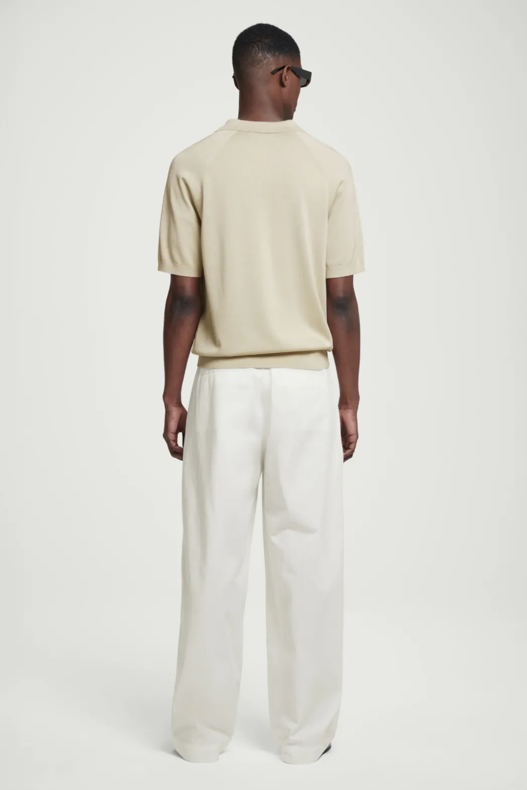 Best COS STRIPED KNITTED POLO SHIRT BEIGE