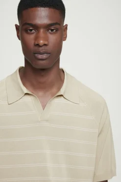 Best COS STRIPED KNITTED POLO SHIRT BEIGE