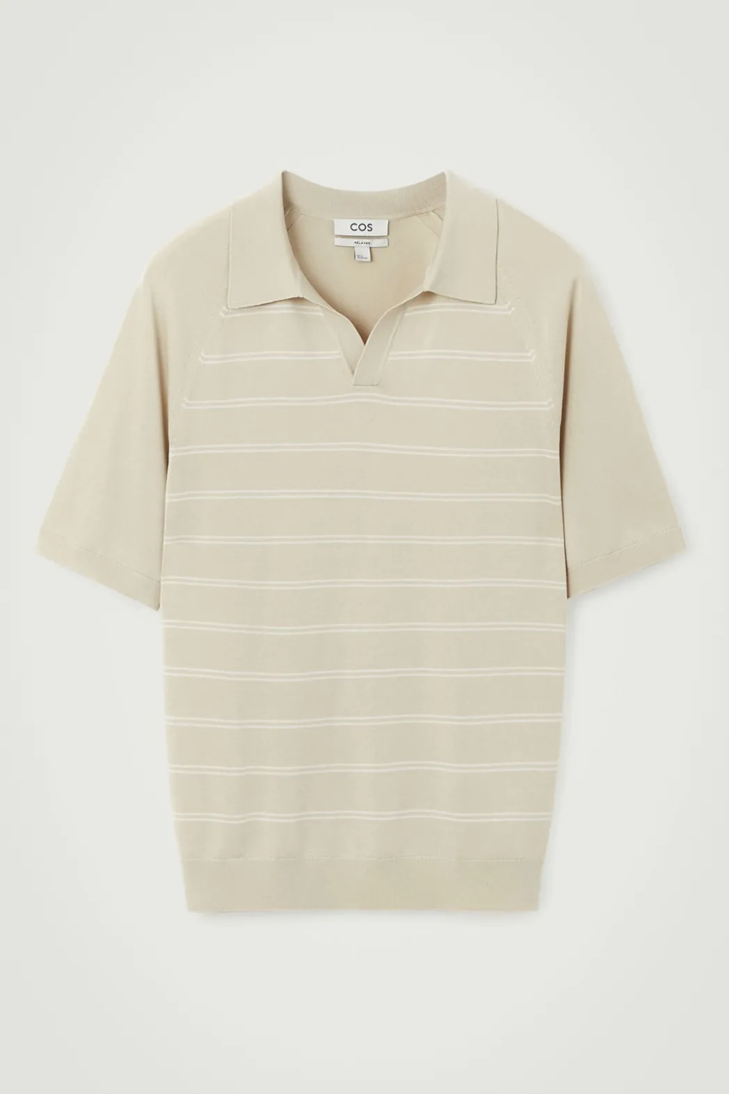Best COS STRIPED KNITTED POLO SHIRT BEIGE