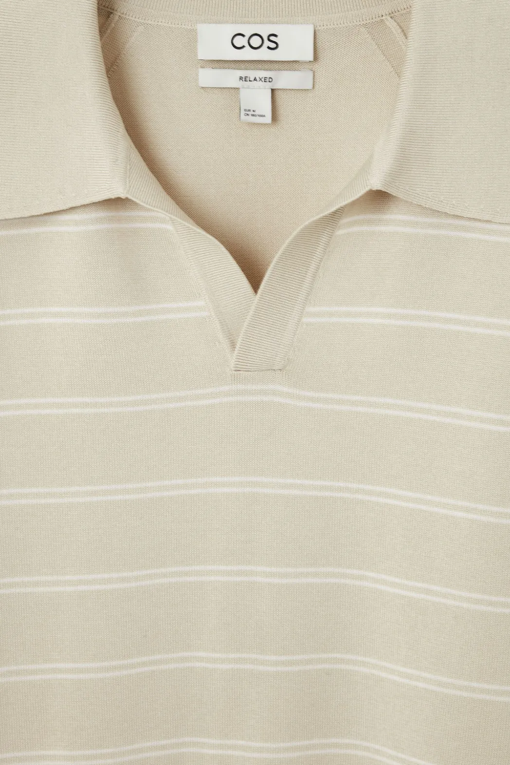 Best COS STRIPED KNITTED POLO SHIRT BEIGE