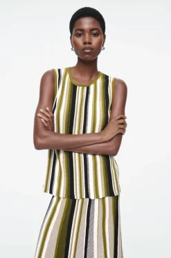 Hot COS STRIPED KNITTED TANK TOP GREEN / STRIPED